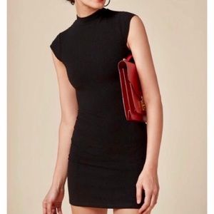Reformation Black Ribbed Mini Dress